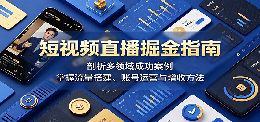 短视频直播掘金指南：剖析多领域成功案例，掌握流量搭建、账号运营与增收方法-蓝海云网创