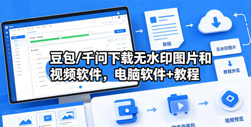 豆包/千问下载无水印图片和视频软件，电脑软件+教程-蓝海云网创