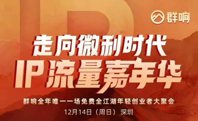 2025ip嘉年华万人12月14深圳线下课,走向微利时代,IP流量嘉年华,实操性极强的商业干货课-蓝海云网创