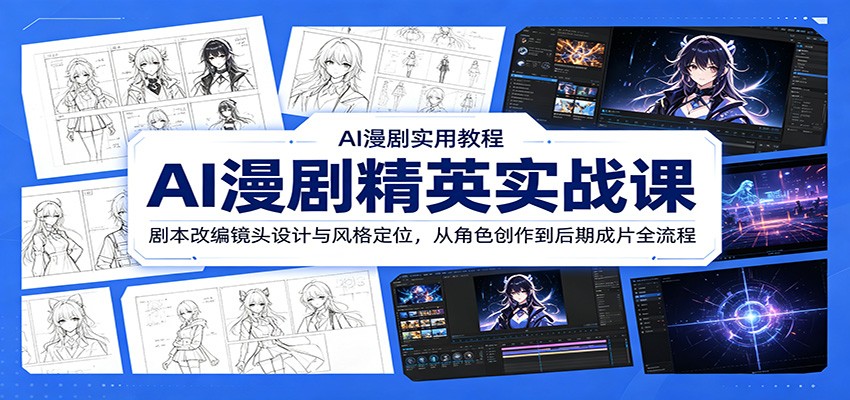 AI漫剧精英实战课：剧本改编镜头设计与风格定位，从角色创作到后期成片全流程-蓝海云网创