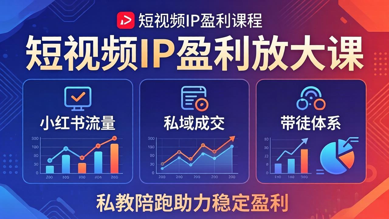 短视频IP盈利放大课：小红书流量+私域成交+带徒体系，私教陪跑助力稳定盈利-蓝海云网创