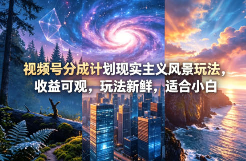 视频号分成计划现实主义风景玩法，收益可观，玩法新鲜，适合小白-蓝海云网创