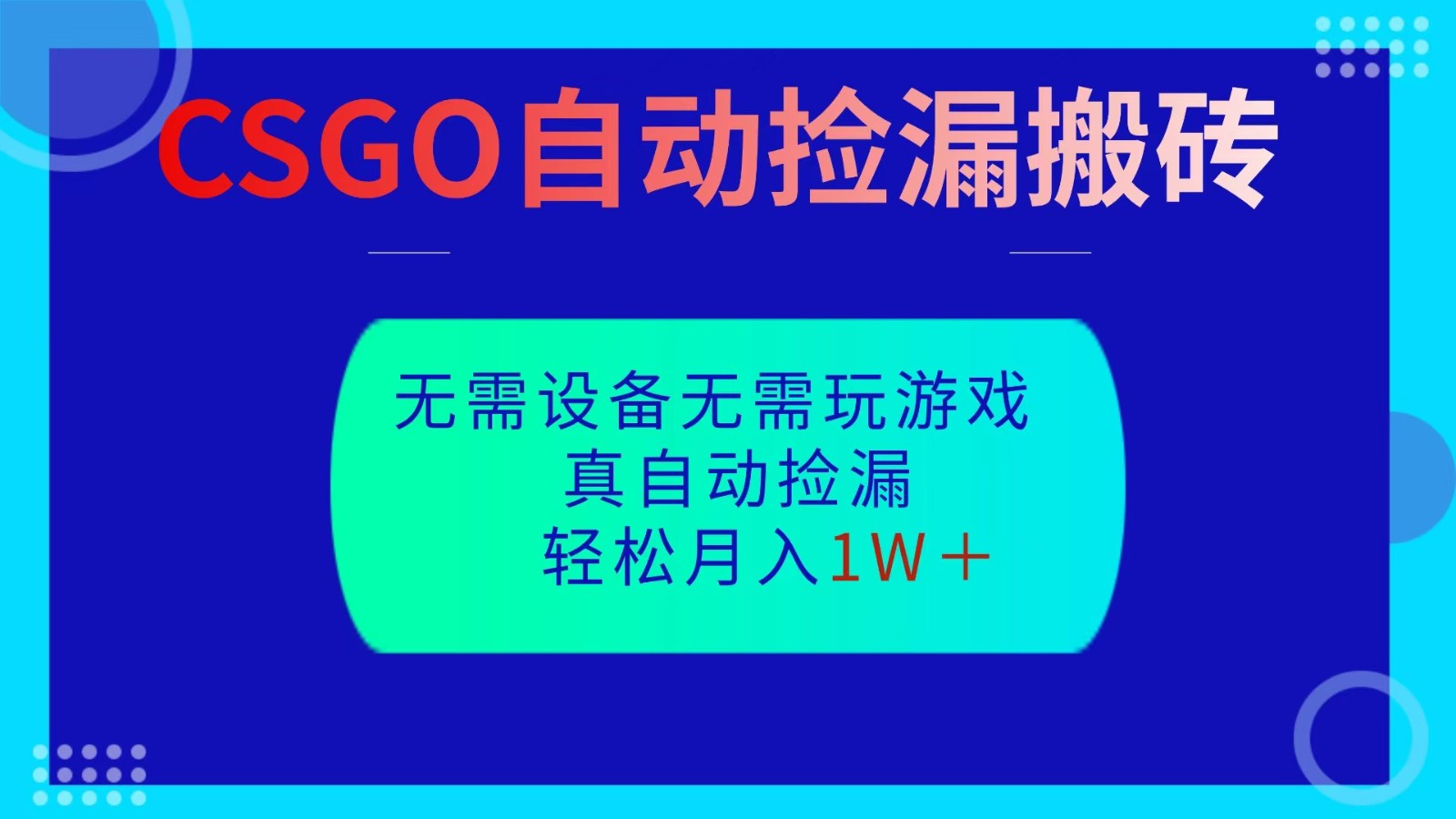 CSGO自动捡漏搬砖，当天操作当天见结果，无需了解游戏，包教包会包落地-蓝海云网创
