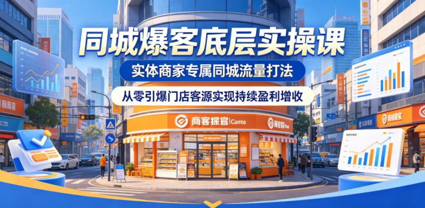 同城爆客底层实操课，实体商家专属同城流量打法，从零引爆门店客源实现持续盈利增收-蓝海云网创