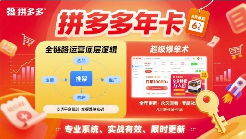 拼多多年卡,拼多多全链路运营底层逻辑,超级爆单术【更新10月】-蓝海云网创