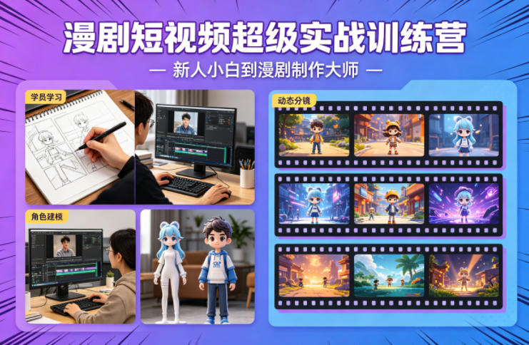 漫剧短视频超级实战训练营，新人小白到漫剧制作大师-蓝海云网创