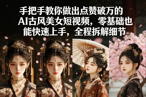 手把手教你做出点赞破万的AI古风美女短视频,零基础也能快速上手,全程拆解细节-蓝海云网创