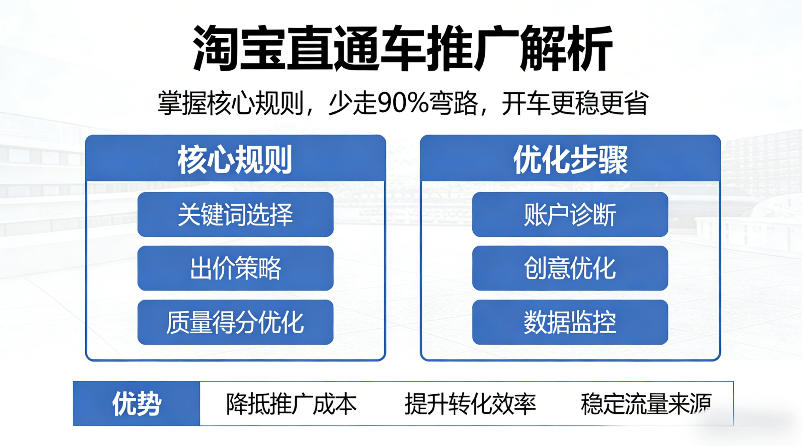淘宝直通车推广解析，掌握核心规则，少走90%弯路，开车更稳更省-蓝海云网创