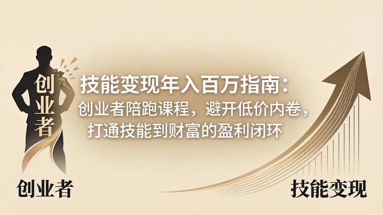 技能变现年入百万指南：创业者陪跑课程，避开低价内卷，打通技能到财富的盈利闭环-蓝海云网创