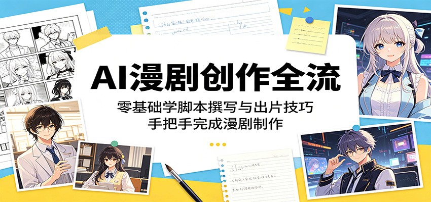 AI漫剧创作全流程：零基础学脚本撰写与出片技巧，手把手完成漫剧制作-蓝海云网创