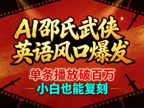AI邵氏武侠英语风口爆发，单条播放破百万，小白也能复刻-蓝海云网创