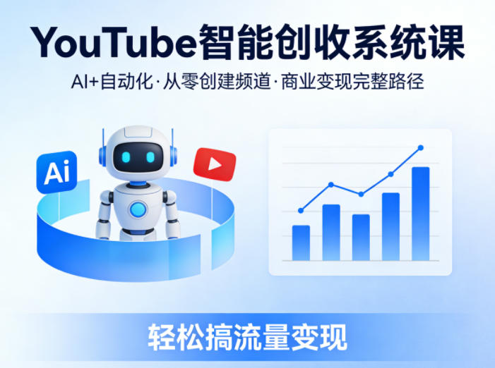YouTube智能创收系统课，AI+自动化，从零创建YouTube频道并实现商业变现的完整路径，轻松搞流量变现-蓝海云网创