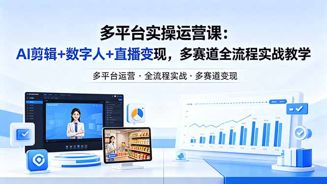 某团队多平台实操运营课-更新26年4月29：AI剪辑+数字人+直播变现，多赛道全流程实战教学-蓝海云网创