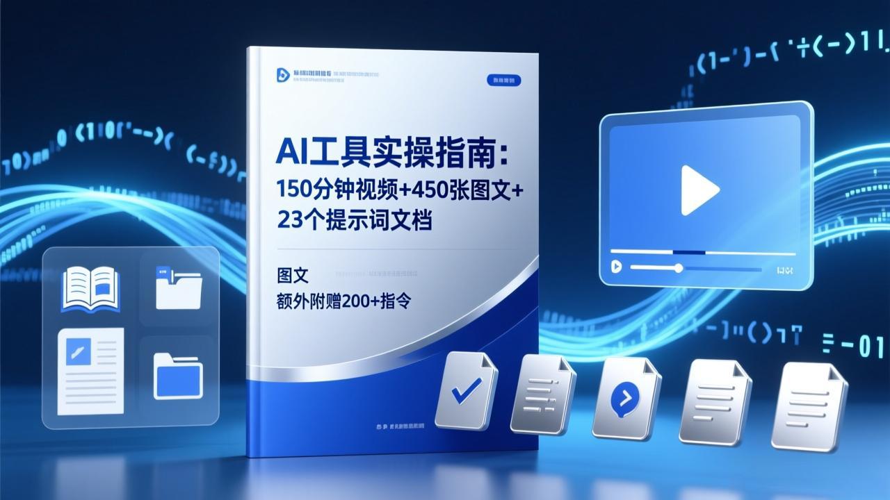 AI工具实操指南：150分钟视频+450张图文+23个提示词文档，额外附赠200+指令-蓝海云网创