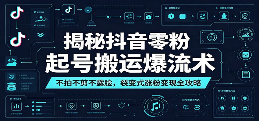 揭秘抖音零粉起号搬运爆流术：不拍不剪不露脸，裂变式涨粉变现全攻略-蓝海云网创