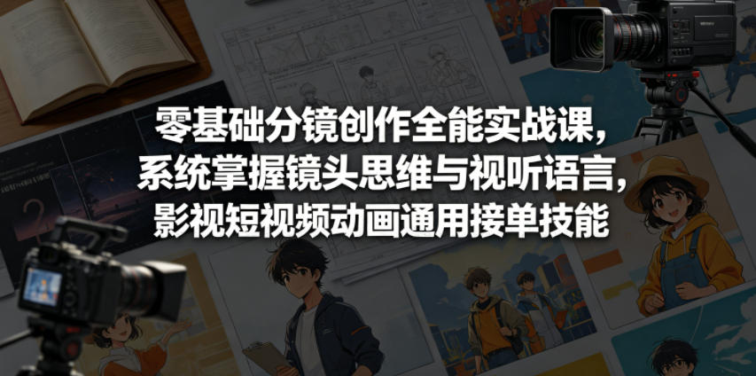 零基础分镜创作全能实战课，系统掌握镜头思维与视听语言，影视短视频动画通用接单技能-蓝海云网创