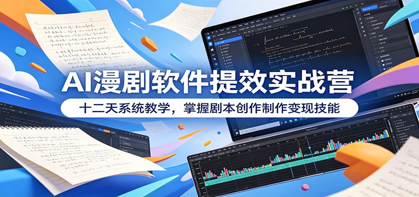 AI漫剧软件提效实战营：十二天系统教学，掌握剧本创作制作变现技能-蓝海云网创