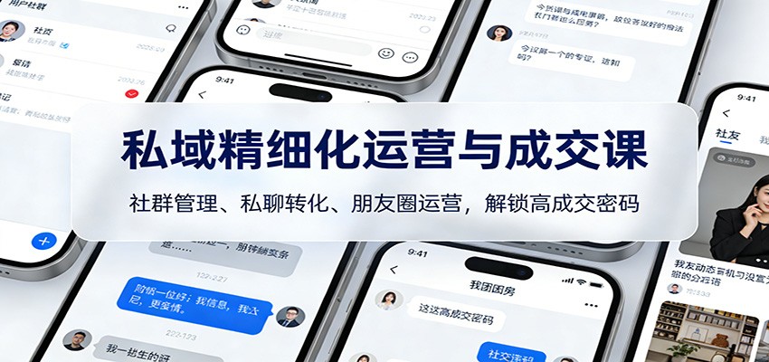 私域精细化运营与成交课:社群管理、私聊转化、朋友圈运营,解锁高成交密码-蓝海云网创