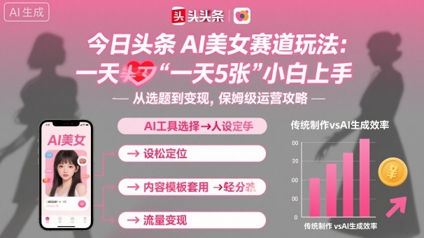 今日头条AI美女赛道玩法,一天轻松5张,小白轻松上手-蓝海云网创