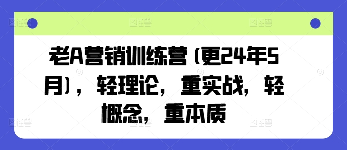 老A营销训练营(更25年10月),轻理论,重实战,轻概念,重本质-蓝海云网创