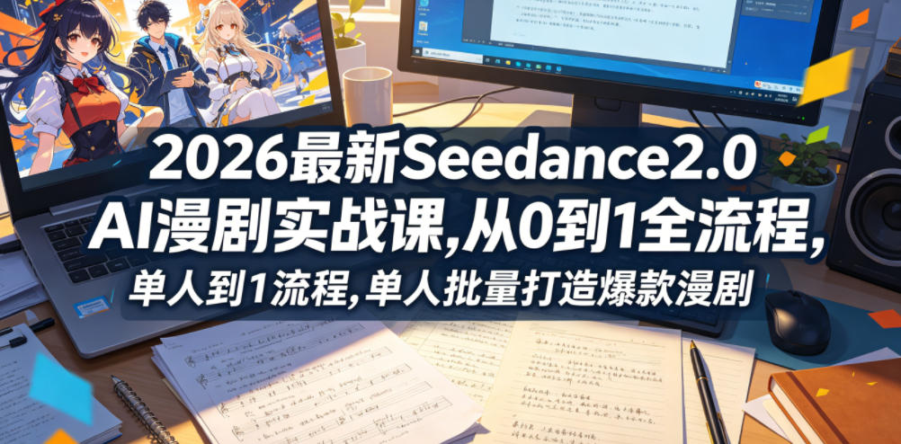 2026最新Seedance2.0 AI漫剧实战课,，从0到1全流程，单人批量打造爆款漫剧-蓝海云网创
