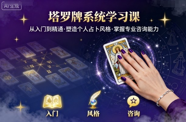 塔罗牌系统学习课，助你从入门到精通，塑造个人占卜风格，掌握专业咨询能力-蓝海云网创