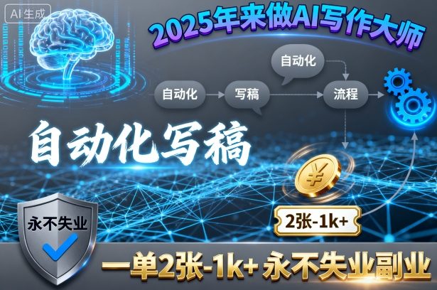 2025年来做AI写作大师,自动化写稿,一单2张-1k+,永不失业副业-蓝海云网创