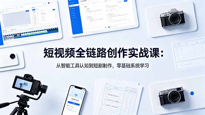 短视频全链路创作实战课：从智能工具认知到短剧制作，零基础系统学习-蓝海云网创