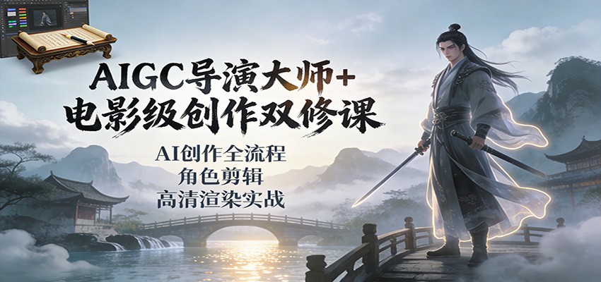 AIGC导演大师+电影级创作双修课：AI创作全流程、角色剪辑、高清渲染实战-蓝海云网创