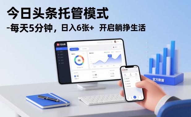 今日头条托管模式,每天5分钟,日入6张+,开启躺挣生活【揭秘】-蓝海云网创