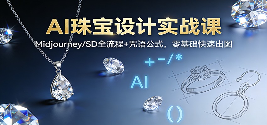 AI珠宝设计实战课：Midjourney/SD全流程+咒语公式，零基础快速出图-蓝海云网创