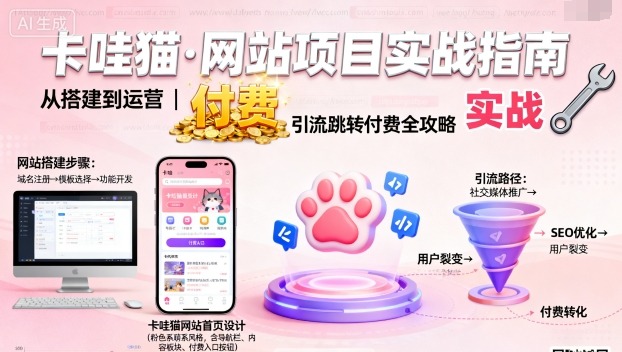 卡哇猫·网站项目，网站搭建与运营以及引流跳转付费-蓝海云网创