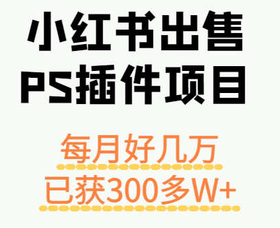 小红书出售PS插件项目，每月都收入好几万，长期操作已获利300多W+-蓝海云网创