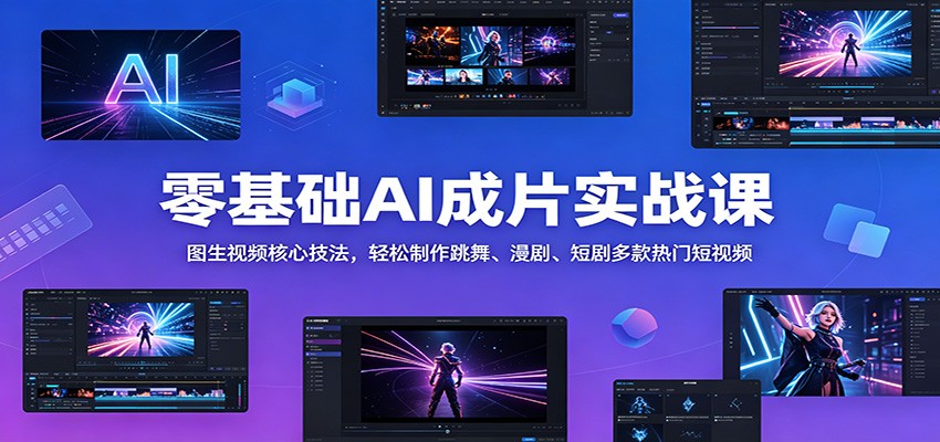 零基础AI成片实战课：图生视频核心技法，轻松制作跳舞、漫剧、短剧多款热门短视频-蓝海云网创