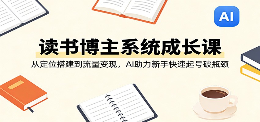 读书博主系统成长课：从定位搭建到流量变现，AI助力新手快速起号破瓶颈-蓝海云网创