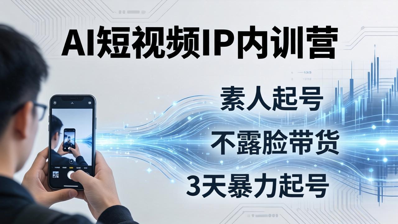 2026AI短视频IP内训营：从素人起号到不露脸带货，3天暴力起号全流程拆解-蓝海云网创
