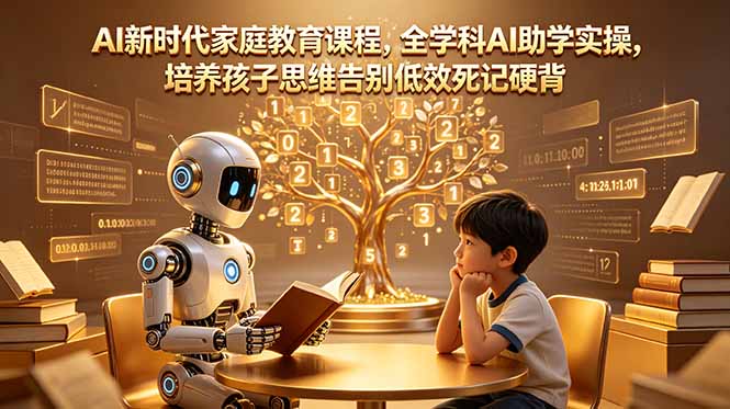 AI新时代家庭教育课程，全学科AI助学实操，培养孩子思维告别低效死记硬背-蓝海云网创