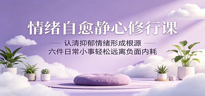 情绪自愈静心修行课：认清抑郁情绪形成根源，六件日常小事轻松远离负面内耗-蓝海云网创