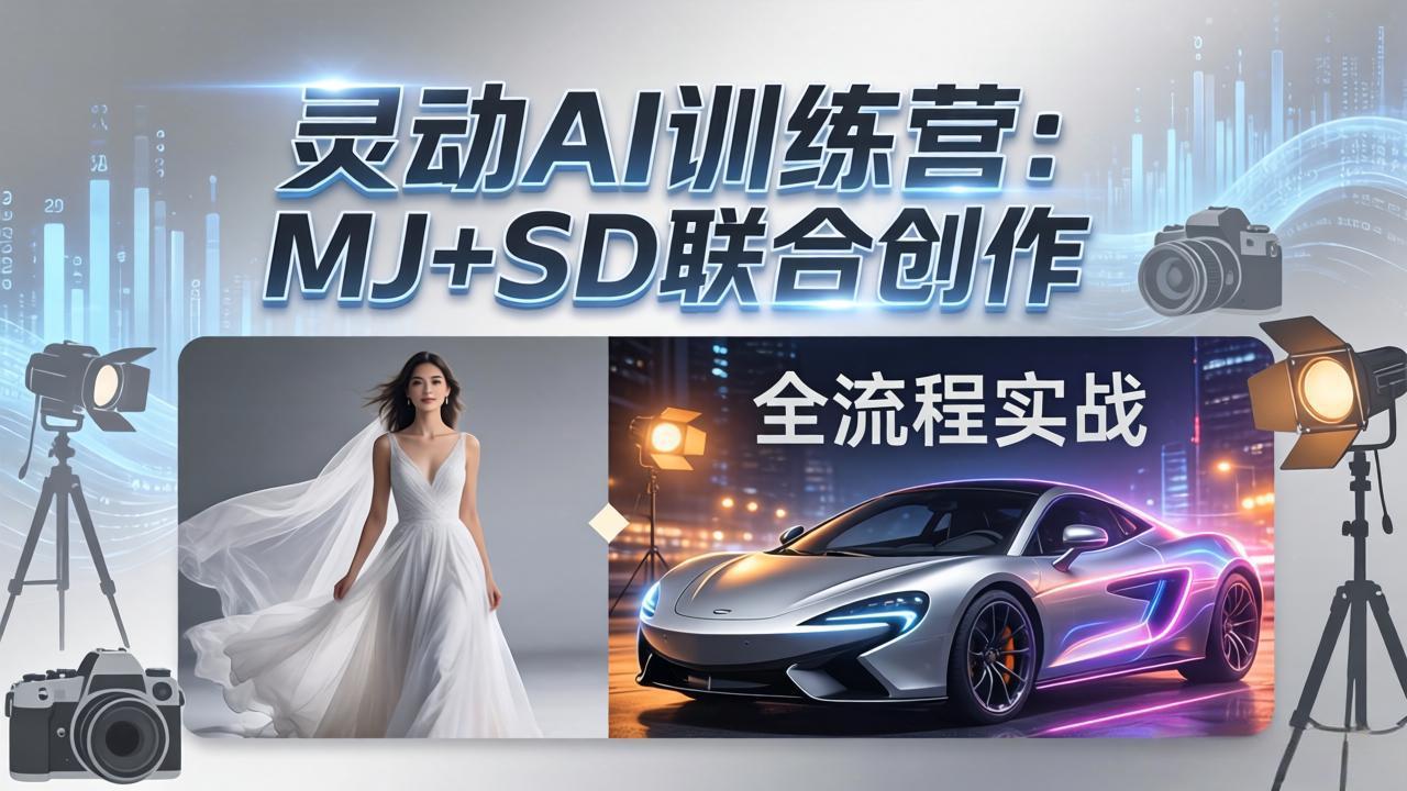 灵动AI训练营-3.0课程：MJ+SD联合创作，从婚纱大片到汽车广告，摄影后期全流程实战-蓝海云网创