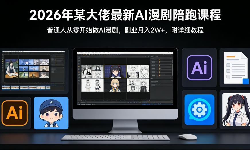 26年某大佬最新Ai漫剧陪跑课程，普通人从零开始做AI漫剧，副业月入2W+-蓝海云网创