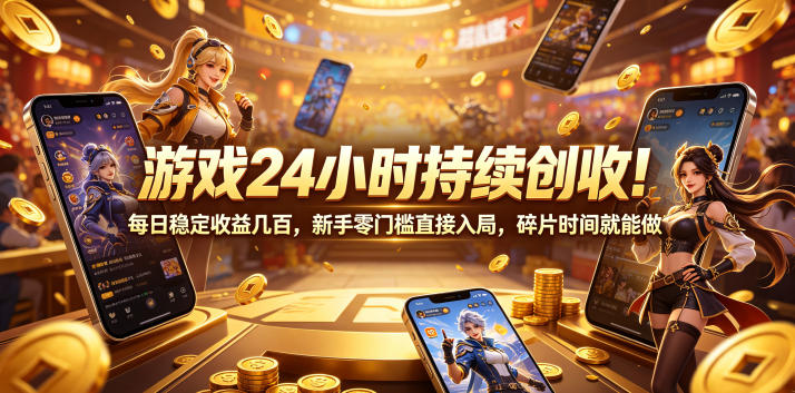 游戏24小时持续创收！每日稳定收益几百，新手零门槛直接入局，碎片时间就能做【揭秘】-蓝海云网创