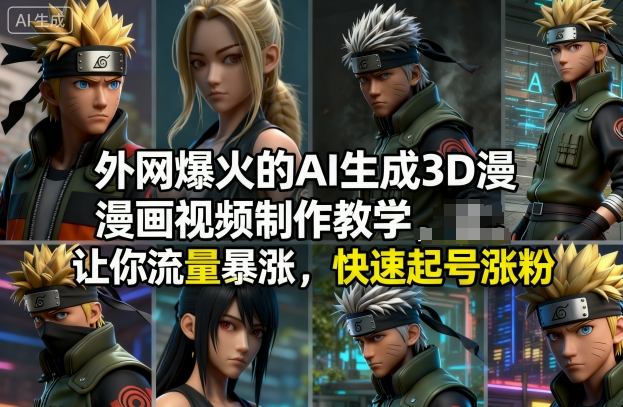 外网爆火的AI生成3D漫画视频制作教学，让你流量暴涨，快速起号涨粉！-蓝海云网创