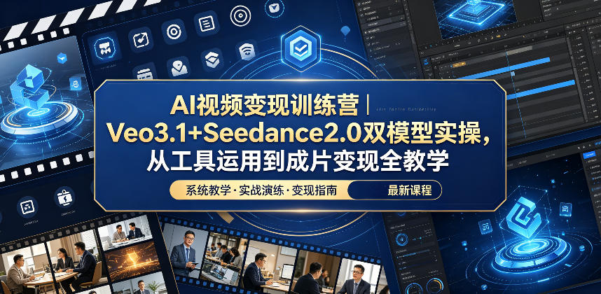 AI视频变现训练营｜Veo3.1+Seedance2.0双模型实操，从工具运用到成片变现全教学-蓝海云网创