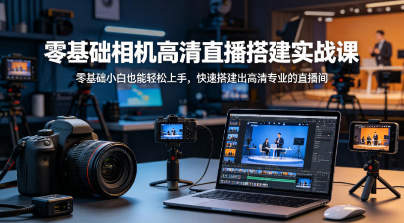 零基础相机高清直播间搭建实战课，小白也能轻松上手，快速搭建出高清专业的直播间-蓝海云网创