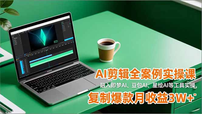 AI剪辑全案例实操课,融入即梦AI、豆包AI、星绘AI等工具实操,复制爆款月收益3W+-蓝海云网创