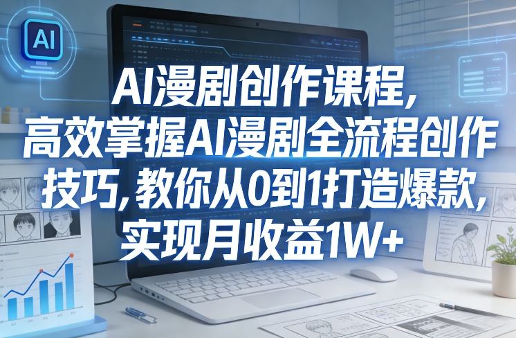 某社群AI漫剧创作课程，高效掌握AI漫剧全流程创作技巧，教你从0到1打造爆款，实现月收益1W+-蓝海云网创
