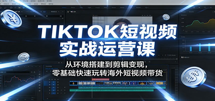 TIKTOK短视频实战运营课：从环境搭建到剪辑变现，零基础快速玩转海外短视频带货-蓝海云网创