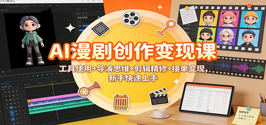 AI漫剧创作变现课：工具使用+导演思维+剪辑精修+接单变现，新手快速上手-蓝海云网创