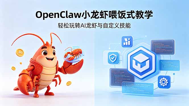 不用懂技术！OpenClaw小龙虾喂饭式教学，轻松玩转AI龙虾与自定义技能-蓝海云网创