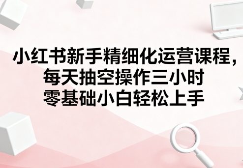 小红书新手精细化运营课程,每天抽空操作三小时,零基础小白轻松上手-蓝海云网创